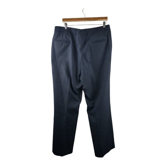 Men's Suit Pants Dark Blue with Pinstripe Size 36x31 - Picture 2 of 4